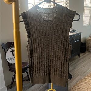 Mixed Herb (Olive green) PAIGE GARDENIA Cable Knit Sleeveless Sweater -